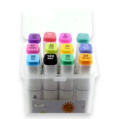 12-Color Dual-Tip Markers with Carry Case - ST0040