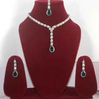 Elegant Green Stone Necklace Set - JWL0145
